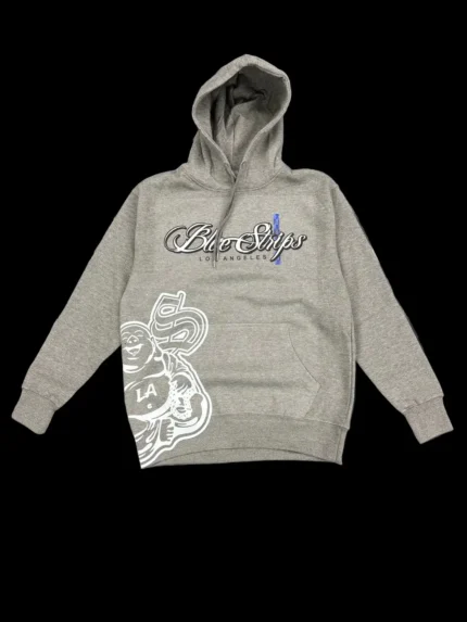 Blue Strips LA B$ Grey Hoodie
