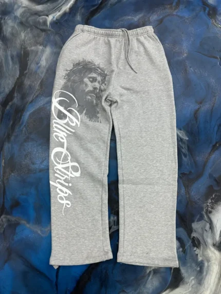 Blue Strips LA BS Jesus Cursive Sweatpants