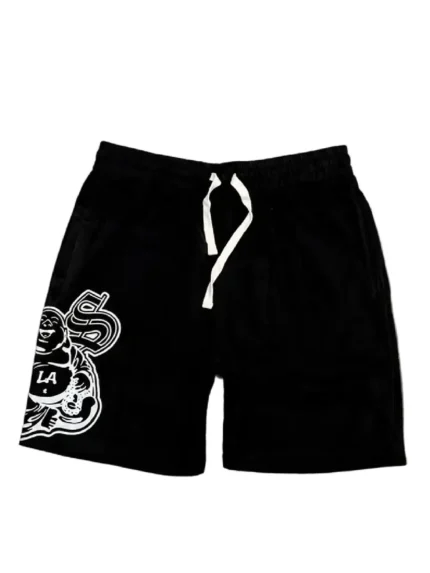 Blue Strips LA Buddha B$ Shorts BLK Mesh