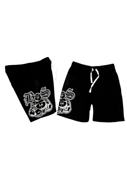 Blue Strips LA Buddha B$ Shorts BLK Mesh