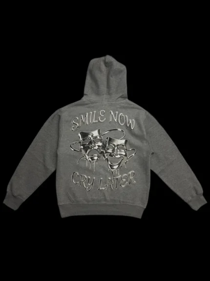 Blue Strips LA Smile Now Cry Hoodie Later Gry